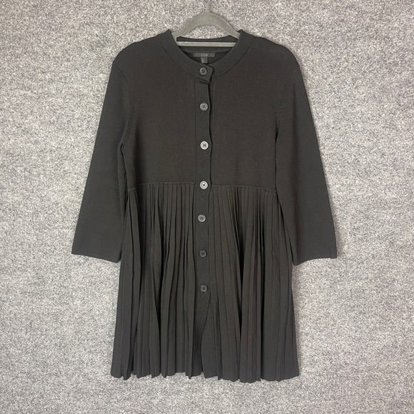 COS Sweaters - COS Womens Black Pleated Hem Button Front Cardigan Sweater Dress Size Small